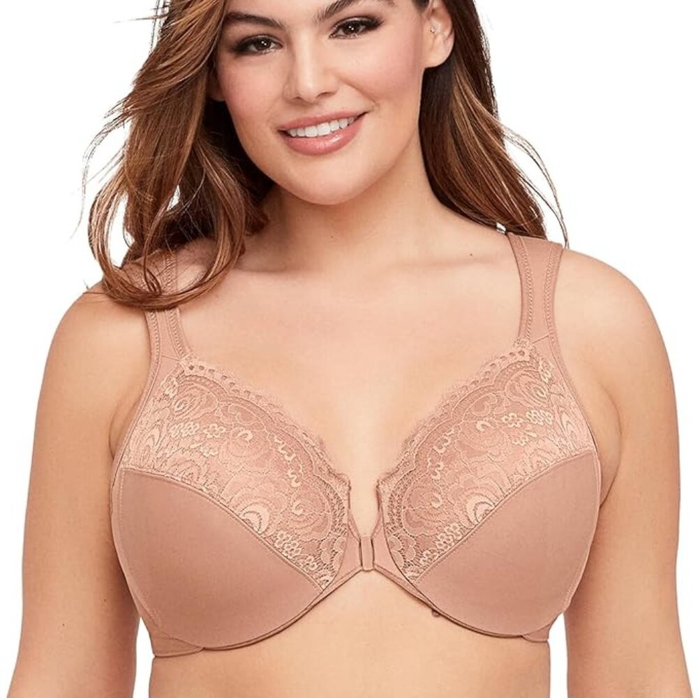 ✨Glamorise 1245 Women's Wonderwire Front-closure Bra Underwire #48H